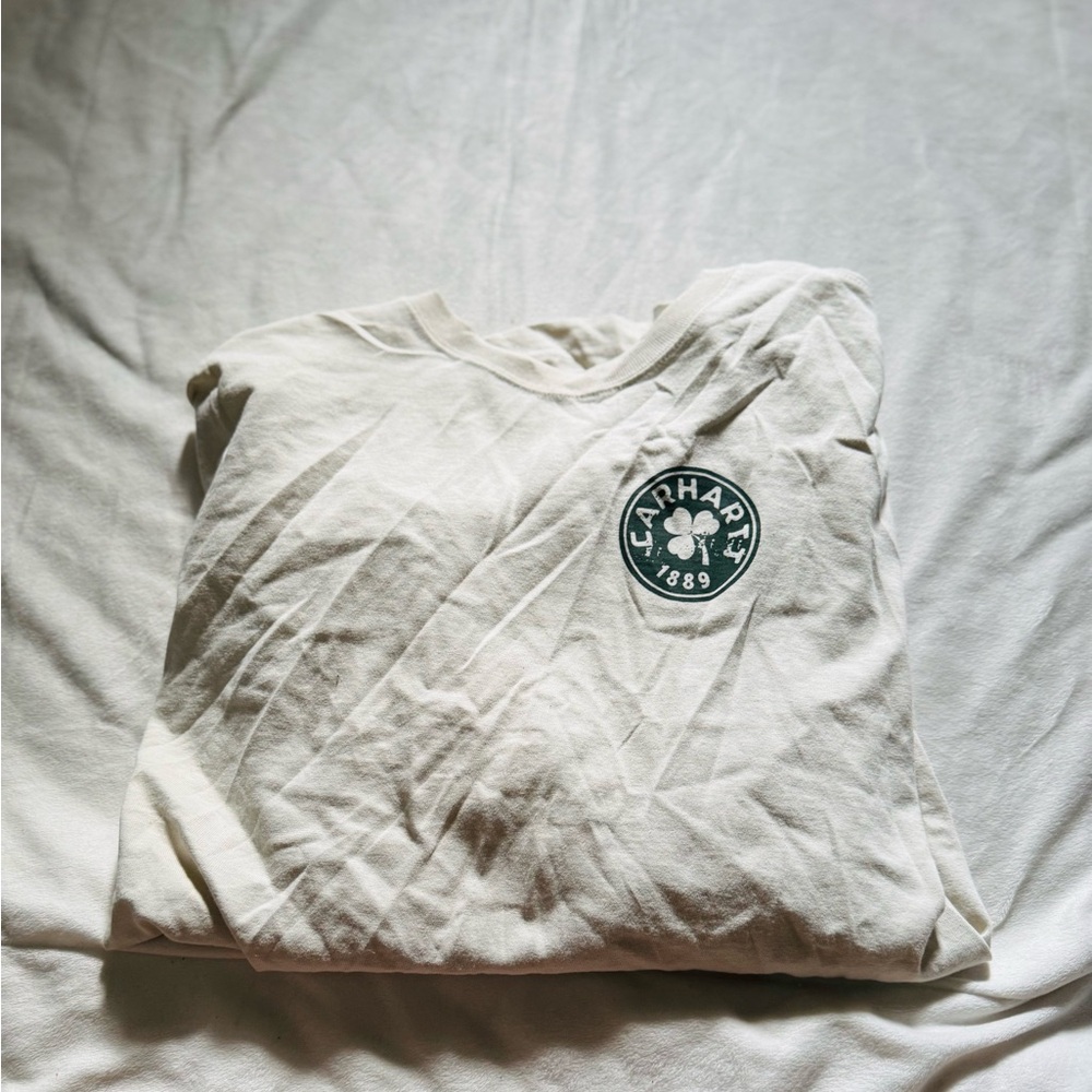 Carhartt Men's Off-White Logo Long Sleeve Tee